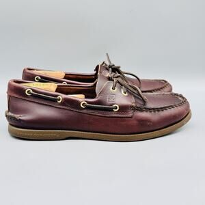 Sperry Shoes Mens 11 Brown Leather Top Sider Boat Deck 2 Eye Moc Toe Casual